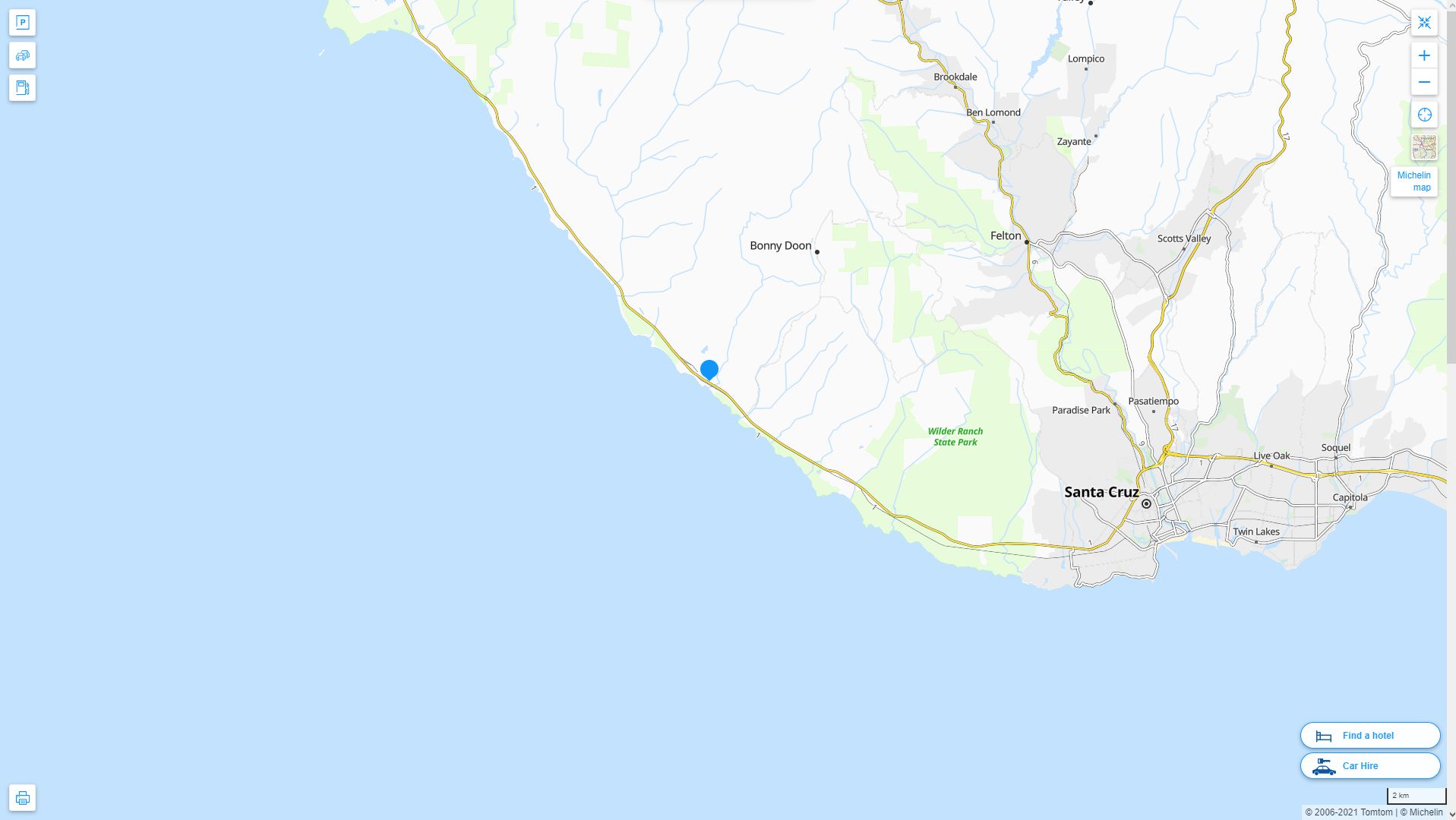 Davenport California Highway and Road Map